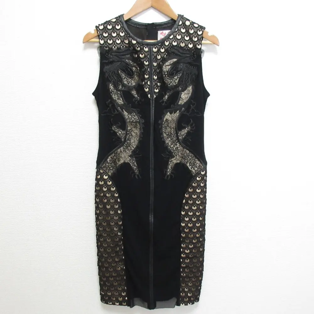 VIVIENNE TAM ヴィヴィアンタム 20周年 龍 刺繍 ノースリーブドレス ワンピース サイズ40 ブラック