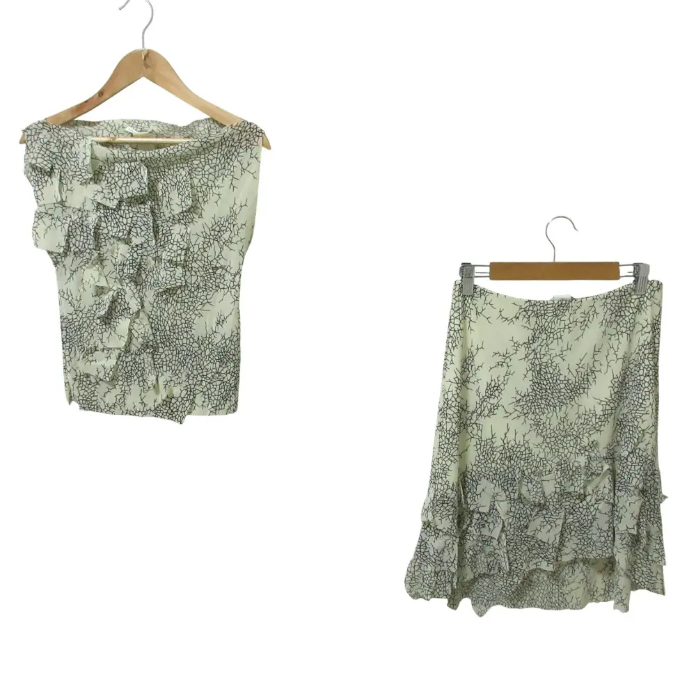 VIVIENNE TAM ヴィヴィアンタム モノトーン パワーネット ブラウス スカート セットアップ 0 1 オフホワイト ブラック