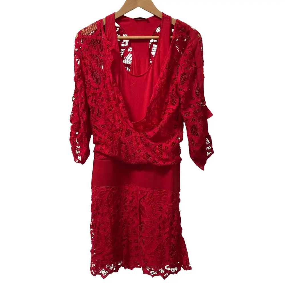 VIVIENNE TAM ヴィヴィアンタム レイヤード レース ワンピース サイズ1 レッド
