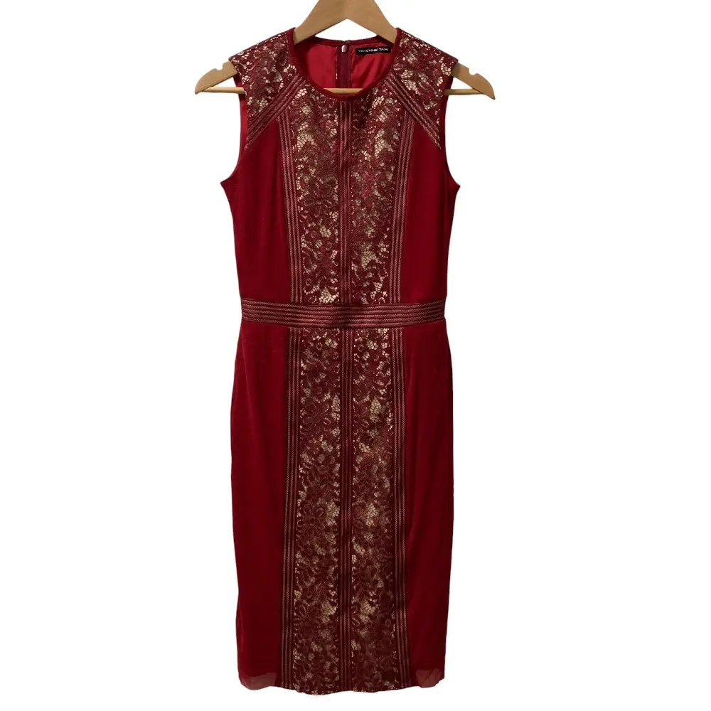 VIVIENNE TAM ヴィヴィアンタム ノースリーブ レース パワーネット ドレスワンピース サイズ40 レッドの買取実績【2025年8月買取】