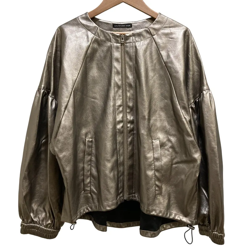 VIVIENNE TAM ヴィヴィアンタム WL シンセティックレザー ノーカラー ジャケット SIZE38 ゴールドカラー