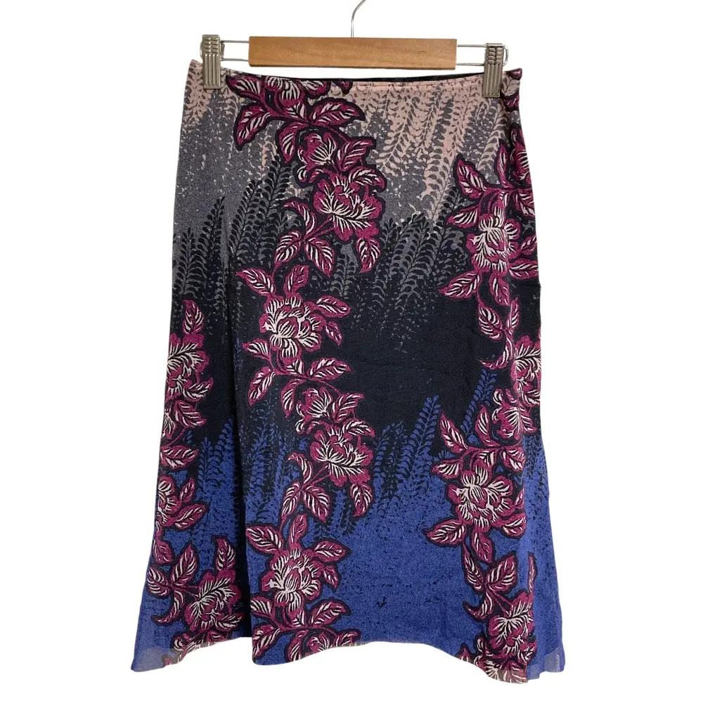 VIVIENNE TAM ヴィヴィアンタム フラワープリント パワーネットスカート 0 ブラック ネイビー