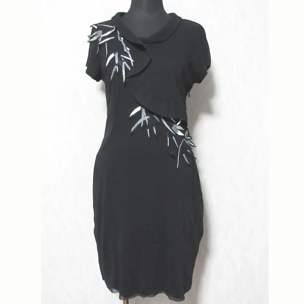 VIVIENNE TAM ヴィヴィアンタム バンブー刺繍 パワーネットワンピース 015-240952 1 ブラック