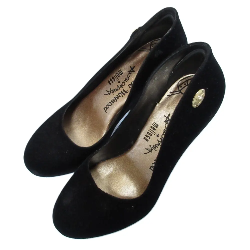 Vivienne Westwood ヴィヴィアンウエストウッドアングロマニア ×メリッサ コラボ オーブ ハイヒール ベロアパンプス 23.5cm ブラック