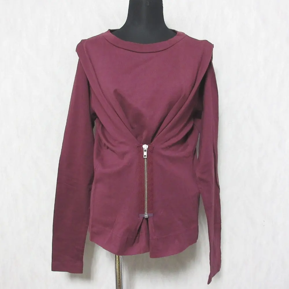 Vivienne Westwood ヴィヴィアンウエストウッドアングロマニア ジップデザイン 長袖 カットソー Tシャツ 38 ワインレッド
