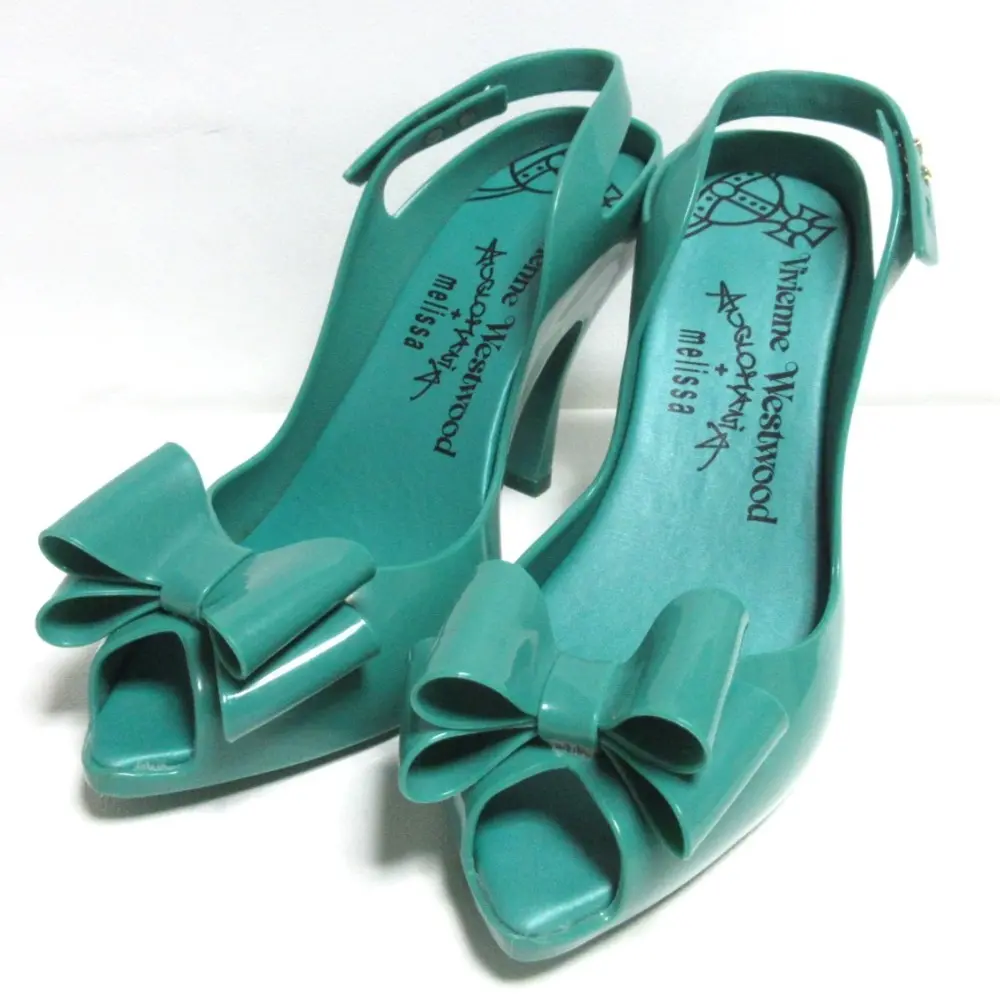 Vivienne Westwood ヴィヴィアンウエストウッドアングロマニア ×メリッサ ラバー リボン パンプス サンダル 38 24.0cm相当 グリーン