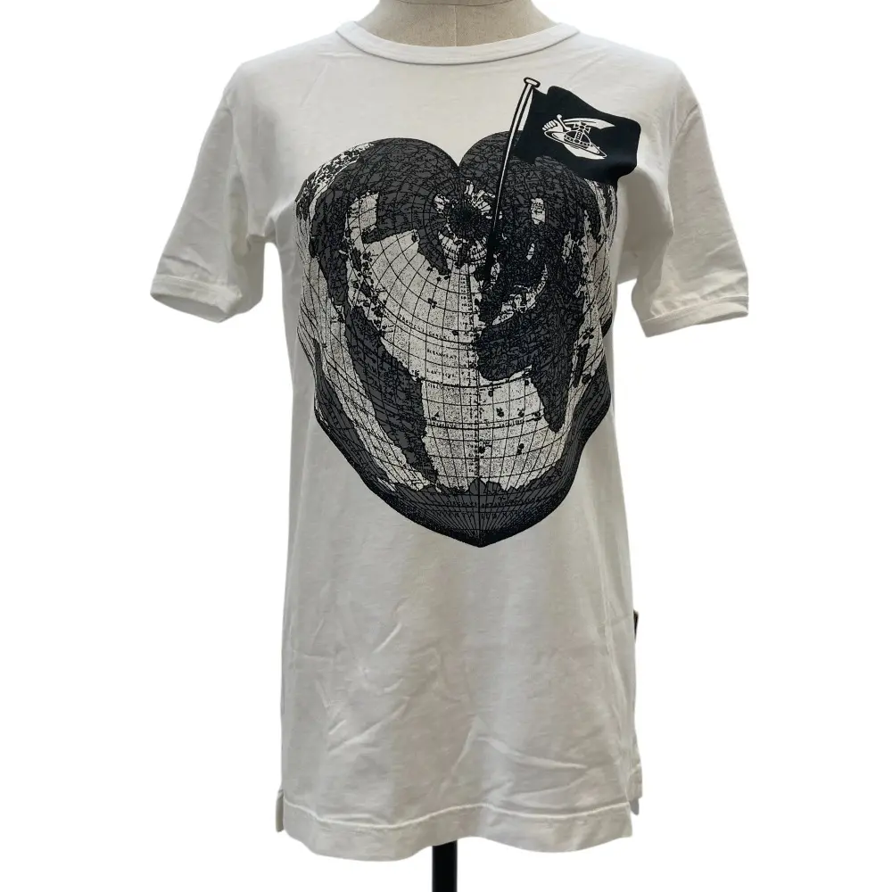 ヴィヴィアンウエストウッド アングロマニア オーブ ハート ワールドマッププリント クラシックTシャツ カットソー S ホワイト