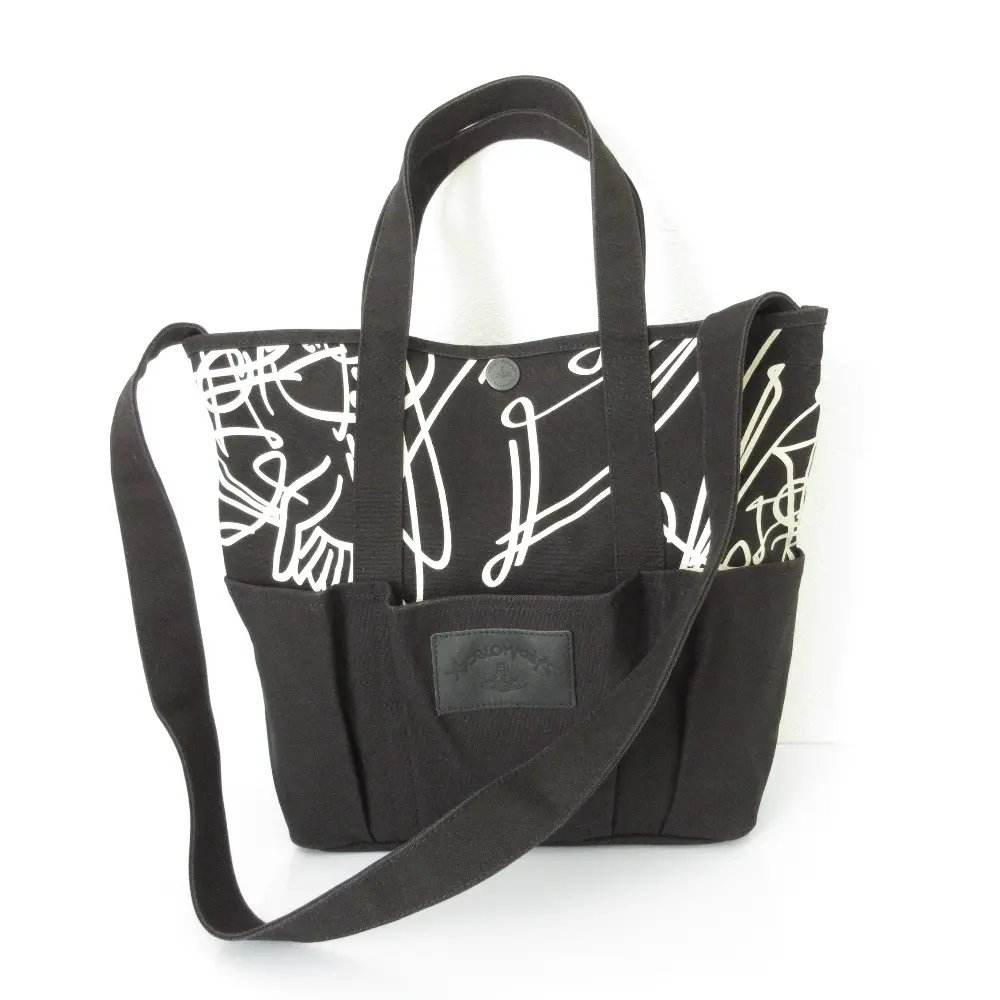 Vivienne Westwood ヴィヴィアンウエストウッドアングロマニア オーブ柄 キャンバス 2WAY トートバッグ ショルダーバッグ ブラック
