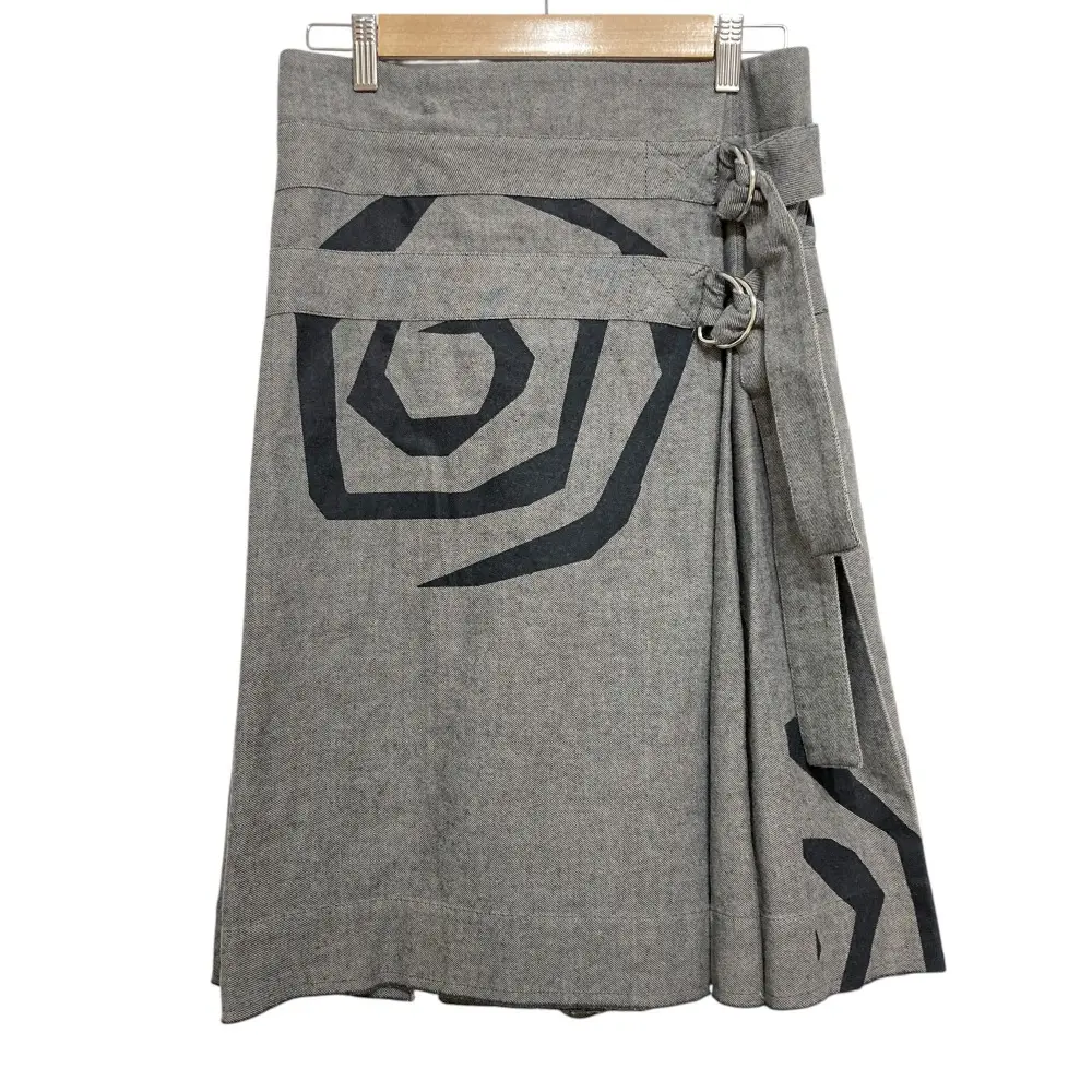 Vivienne Westwood ヴィヴィアンウエストウッドアングロマニア フラワープリント リングベルト ひざ丈 スカート 36 グレー
