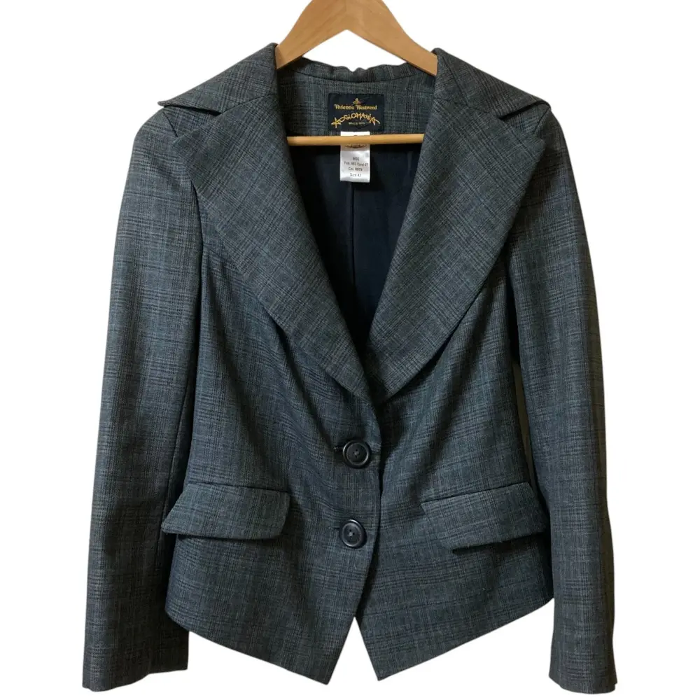 Vivienne Westwood ANGLOMANIA ヴィヴィアンウエストウッド チェック柄 ストレッチ ジャケット サイズ42 グレー
