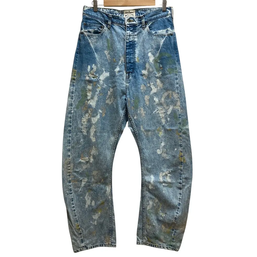 Vivienne Westwood ヴィヴィアンウエストウッド アングロマニア ペイントダメージ加工 デニムパンツ ジーンズ 40 ライトブルー