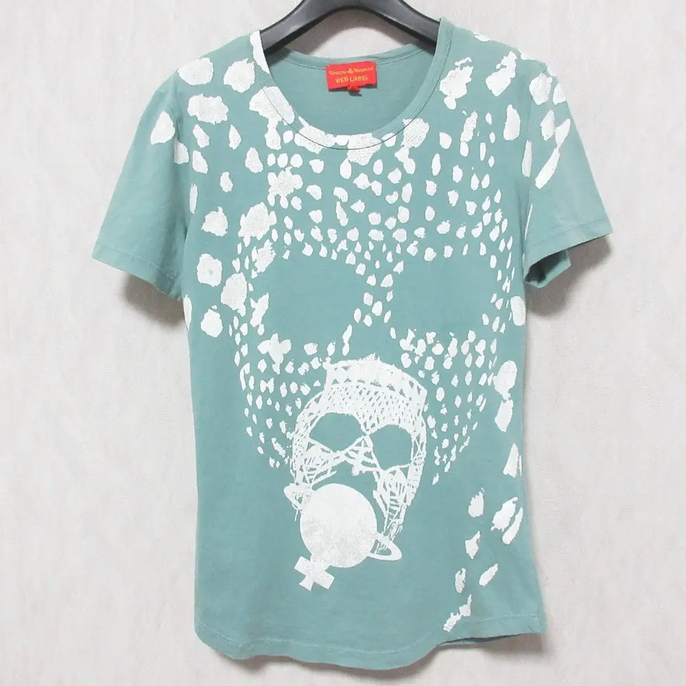 Vivienne Westwood ヴィヴィアンウエストウッドレッドレーベル オーブ スカル プリント 半袖 Tシャツ カットソー S グリーン