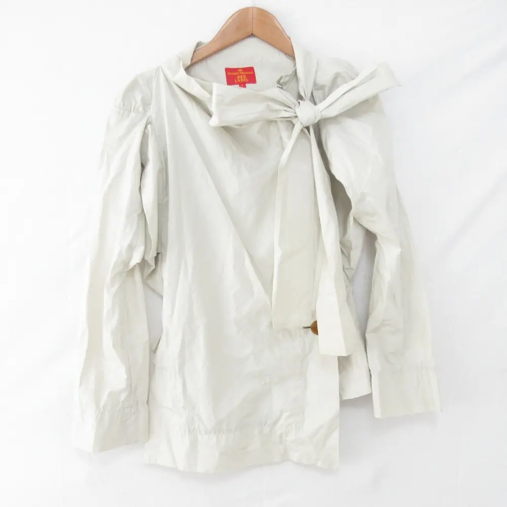 Vivienne Westwood ヴィヴィアンウエストウッド レッドレーベル リボン アシンメトリーヘム シャツジャケット M ライトベージュ