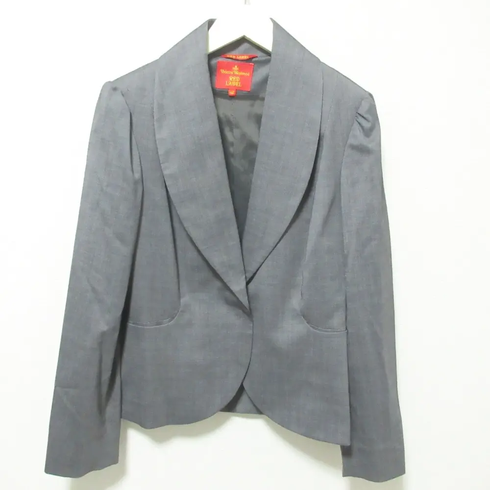 Vivienne Westwood RED LABEL ヴィヴィアンウエストウッド ストレッチ パフスリーブ ショールカラー テーラードジャケット 42 グレー