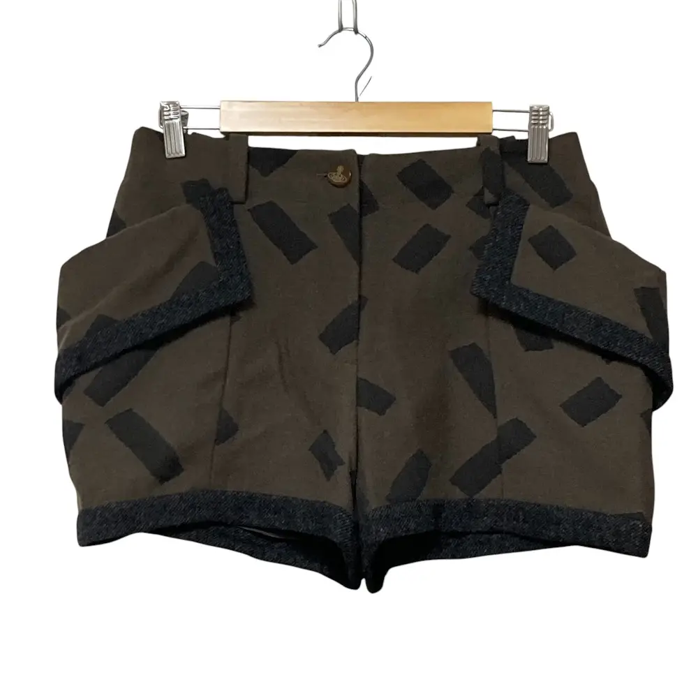Vivienne Westwood ヴィヴィアンウエストウッド レッドレーベル ビッグポケットデザイン ウール ショートパンツ サイズ3 カーキ
