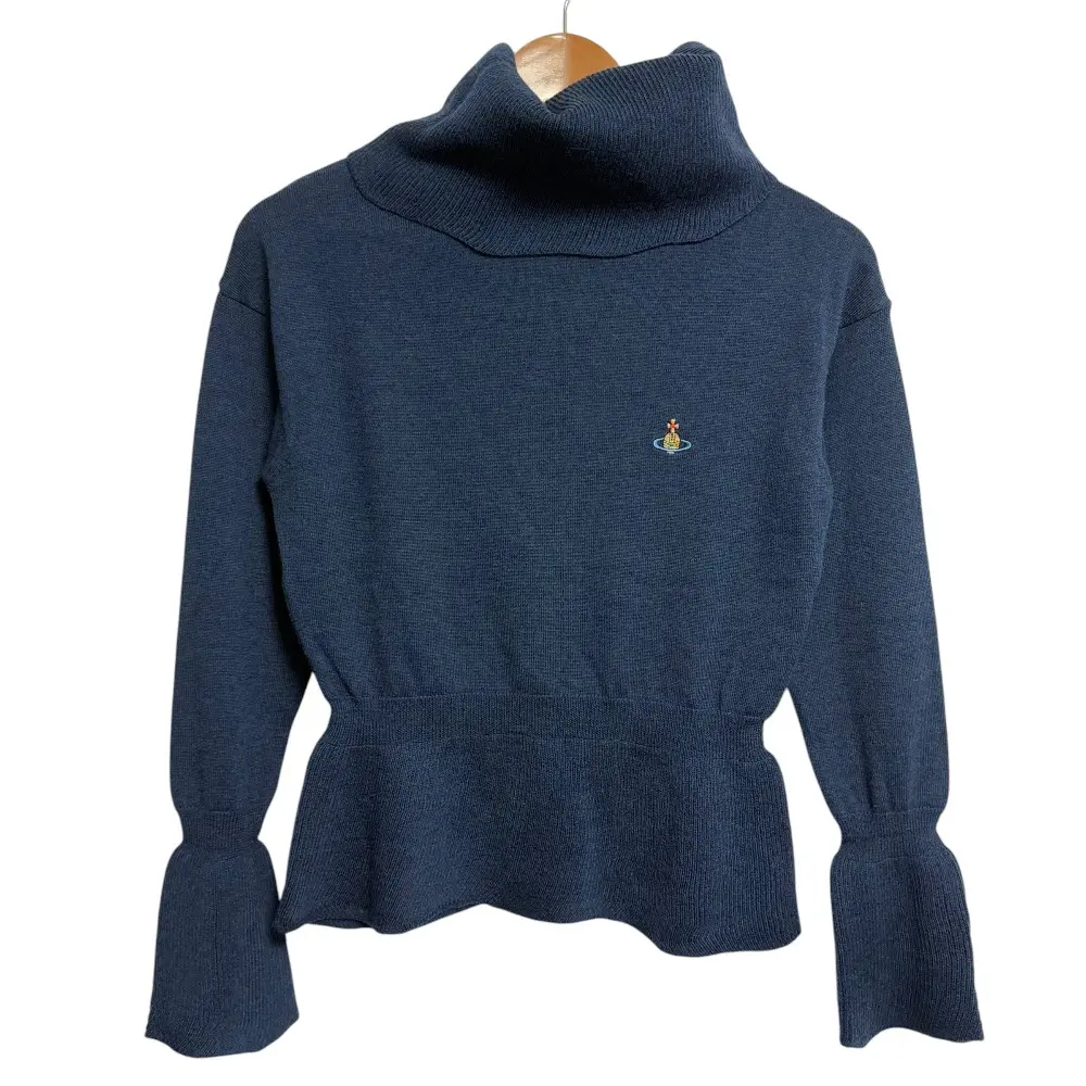 Vivienne Westwood RED LABEL ヴィヴィアンウエストウッド 長袖 オーブ刺繍 タートルネック ニット セーター S ネイビー