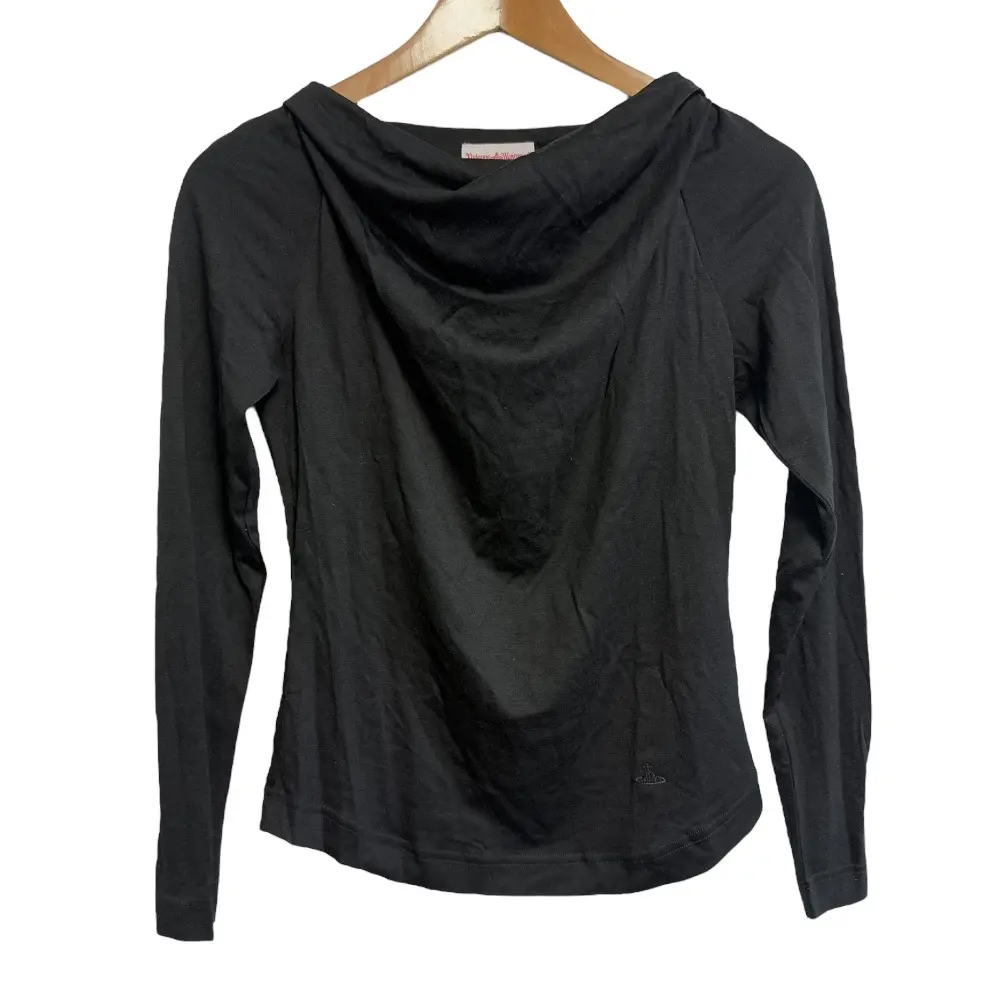 Vivienne Westwood RED LABEL ヴィヴィアンウエストウッドレッドレーベル 長袖 オーブ刺繍 ドレープ ニットカットソー 1 ブラック