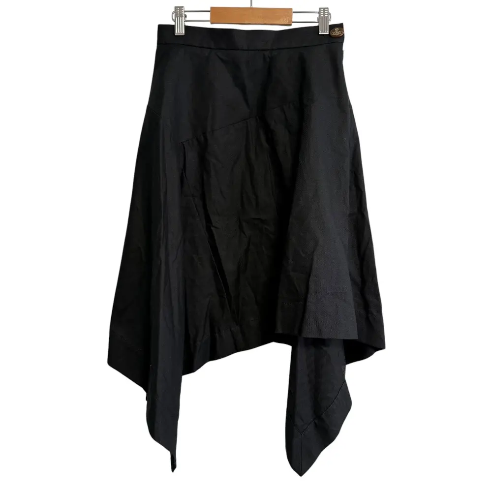 Vivienne Westwood RED LABEL ヴィヴィアンウエストウッド オーブボタン リネンブレンド アシンメトリースカート 1 ブラック