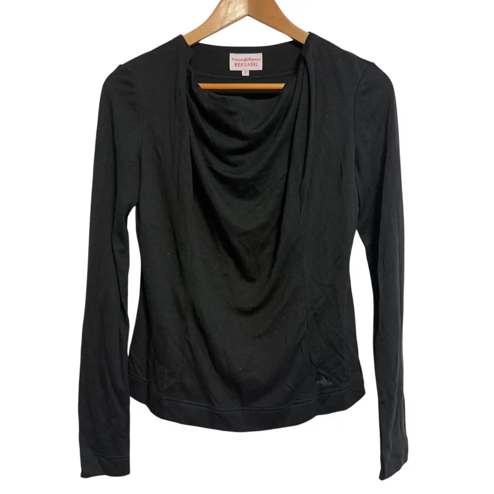 Vivienne Westwood RED LABEL ヴィヴィアンウエストウッドレッドレーベル オーブ刺繍 長袖 ドレープ ニットカットソー 2 ブラック