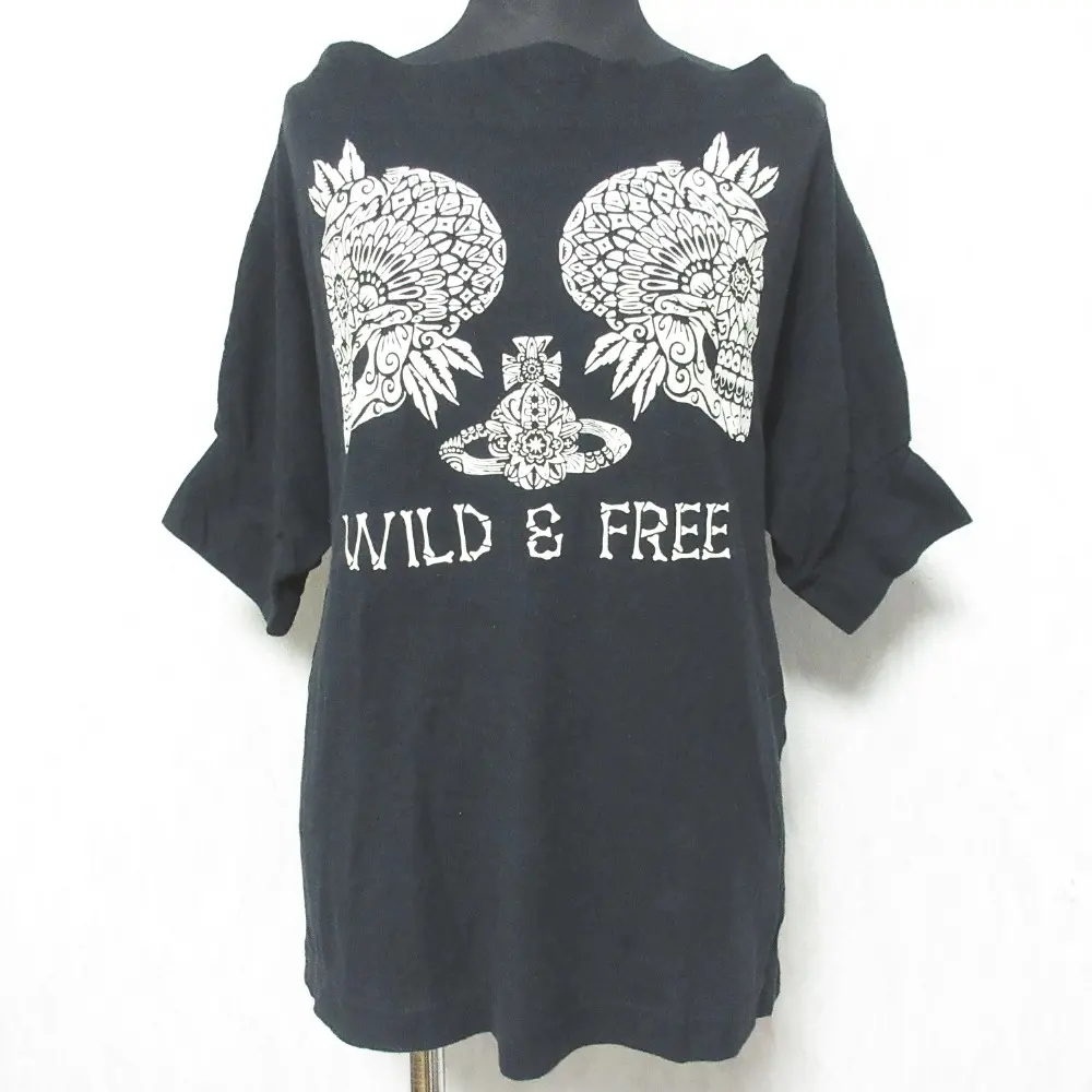 Vivienne Westwood ヴィヴィアンウエストウッドレッドレーベル WILD&FREE スカルプリント 半袖 Tシャツ カットソー 2 ブラック