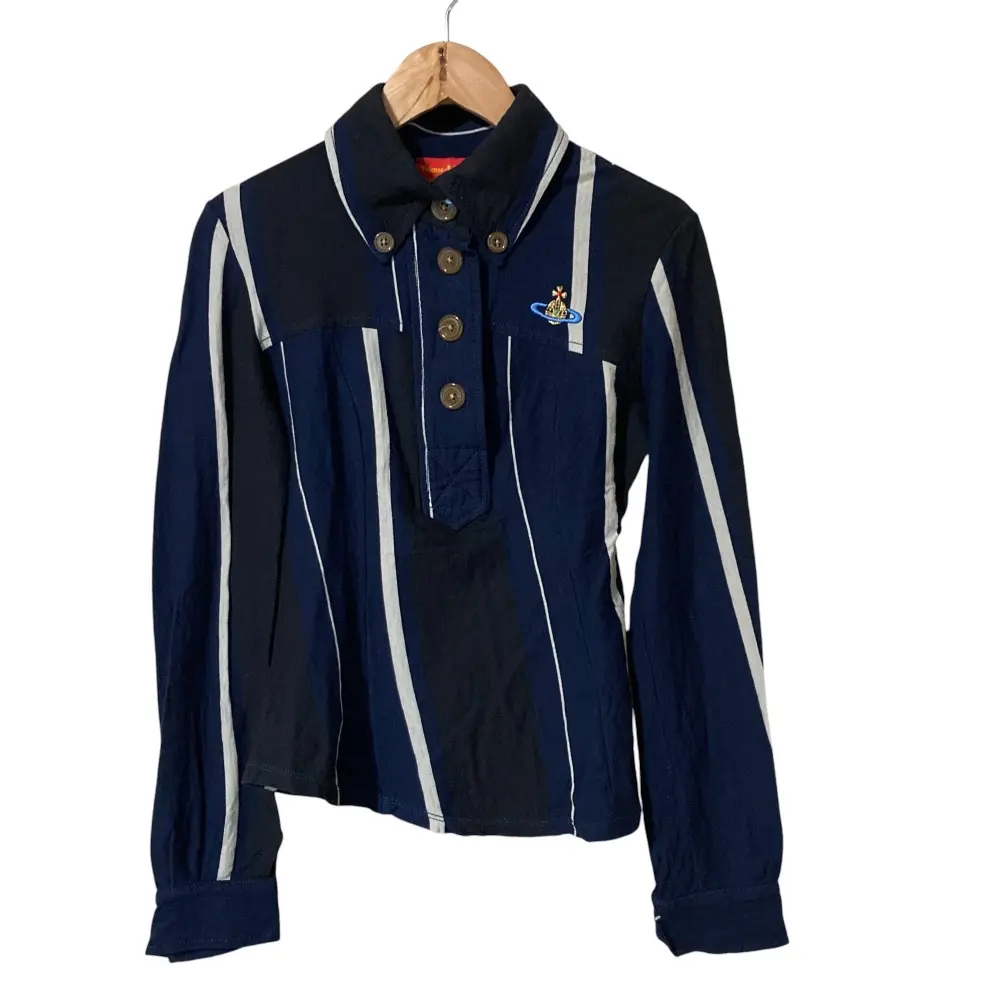 Vivienne Westwood ヴィヴィアンウエストウッドレッドレーベル オーブ刺繡 ウエストシェイプ ポロシャツ M ネイビー×ブラック