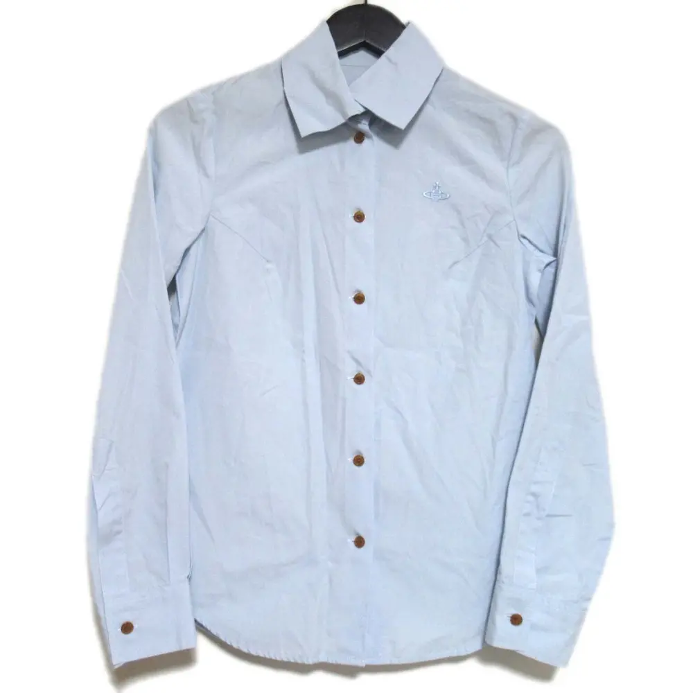 Vivienne Westwood Red Label ヴィヴィアンウエストウッドレッドレーベル オーブ刺繍 長袖 ブラウス シャツ 1 ライトブルー