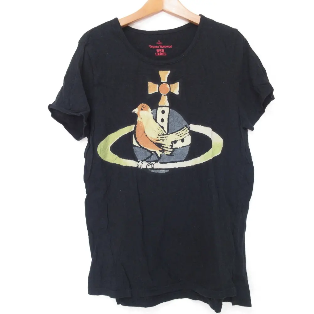 Vivienne Westwood ヴィヴィアンウエストウッドレッドレーベル オーブバードプリント 半袖 Tシャツ カットソー 3 ブラック