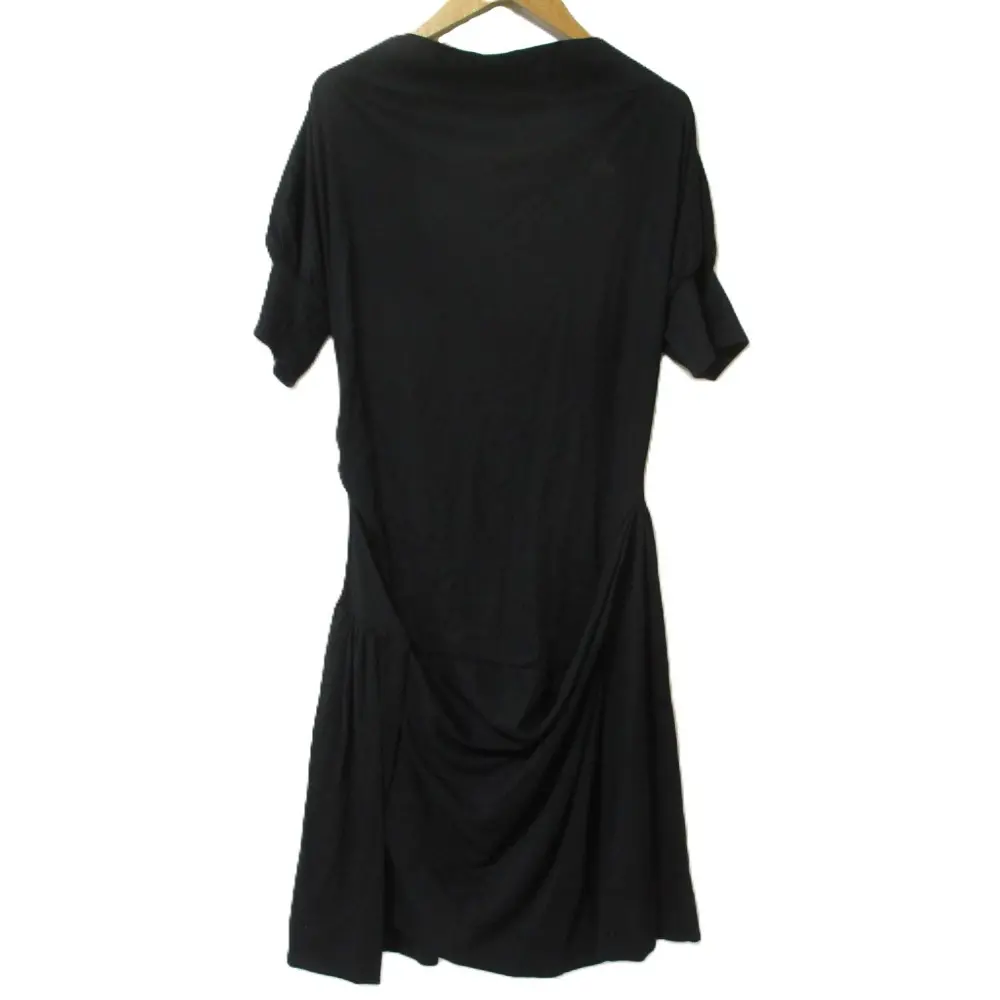 Vivienne Westwood RED LABEL ヴィヴィアンウエストウッド オーブ刺繡 ドレープ 半袖 ひざ丈 ワンピース 2 ブラック