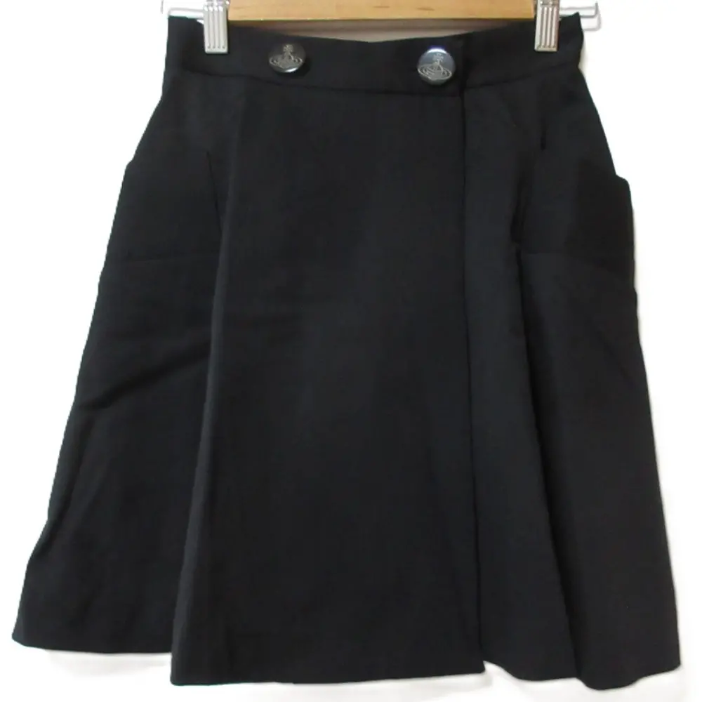 Vivienne Westwood RED LABEL ヴィヴィアンウエストウッドレッドレーベル オーブボタン ミニ ラップスカート サイズ1 ブラック