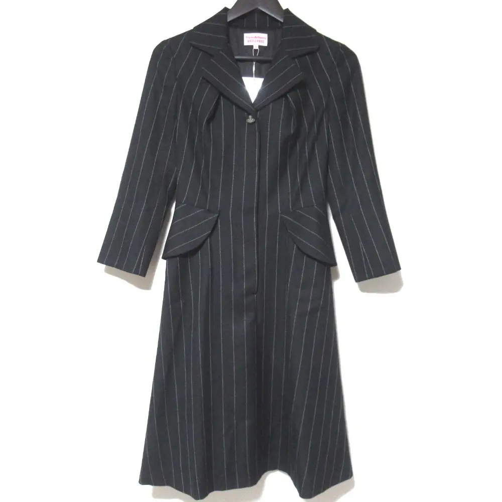 ヴィヴィアンウエストウッドレッドレーベル オーブボタン ストライプ柄 ワンピース プルオーバー コート 1 ブラック