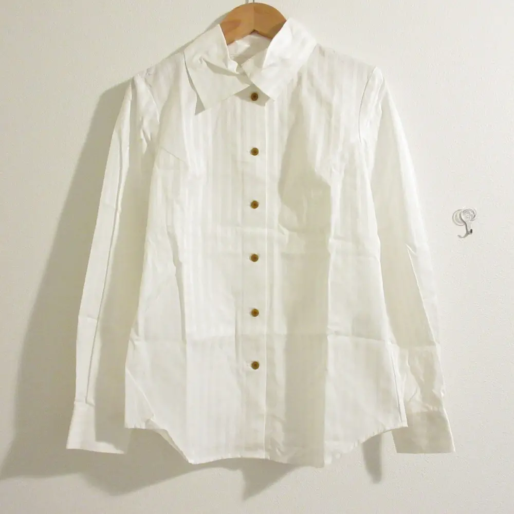 Vivienne Westwood ヴィヴィアンウエストウッドレッドレーベル シャドーストライプ 長袖 変形カラー シャツ ブラウス 1 ホワイト