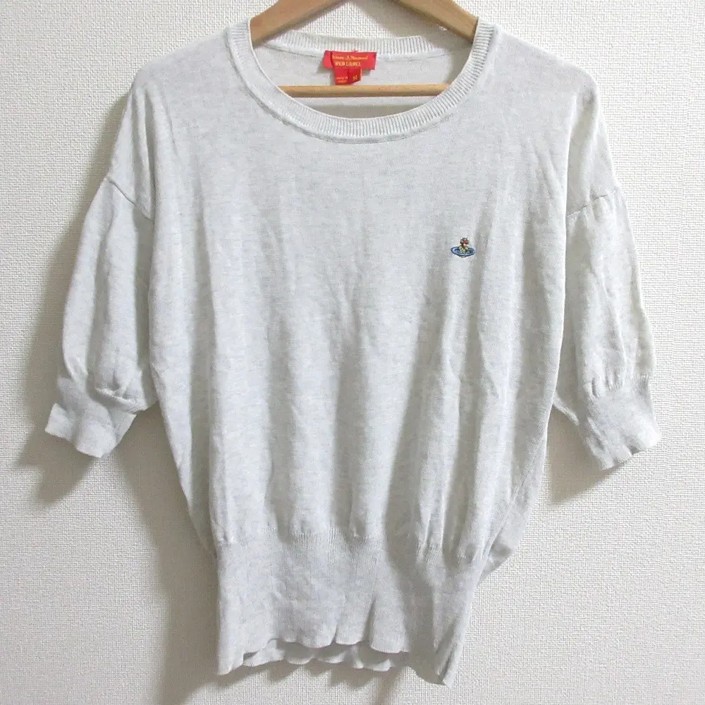 Vivienne Westwood ヴィヴィアンウエストウッドレッドレーベル オーブ刺繍 クルーネック 半袖 ニット セーター サイズM グレー
