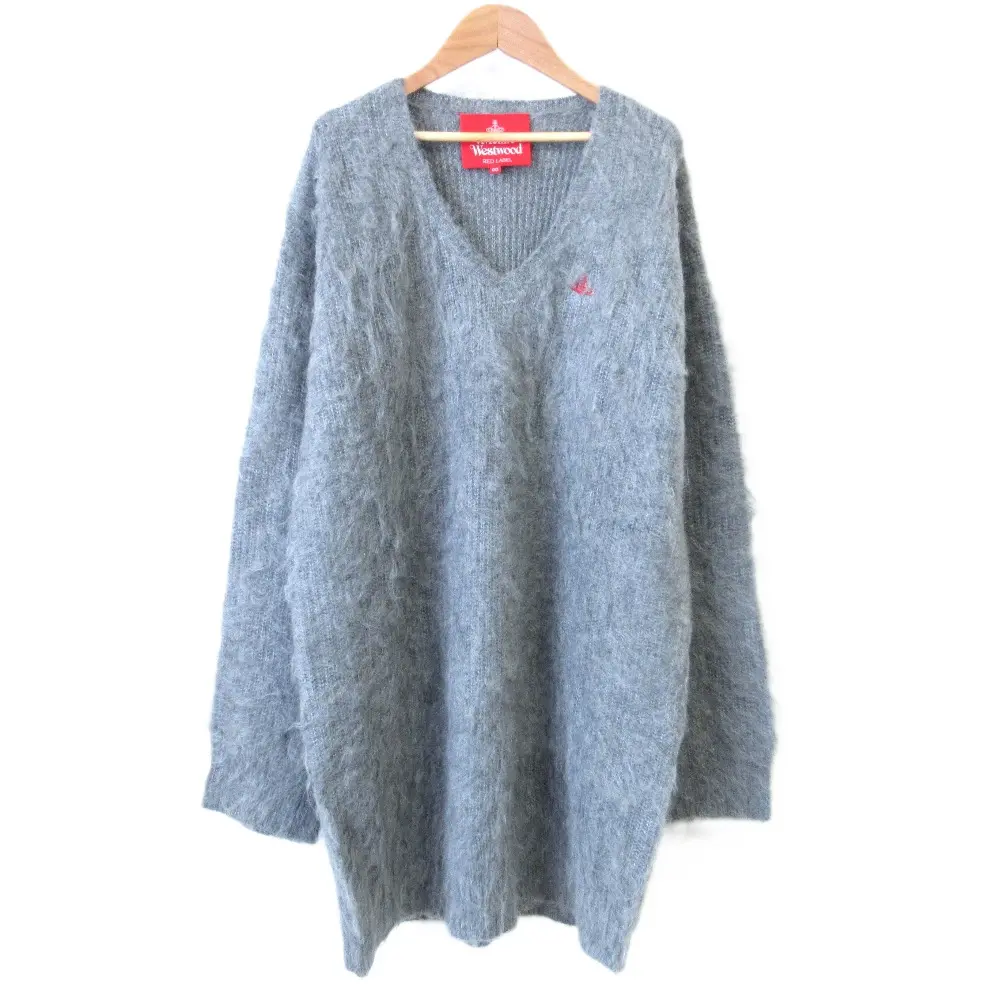 Vivienne Westwood RED LABEL ヴィヴィアンウエストウッド オーブ刺繍 オーバーサイズ シャギーニット セーター 00 グレー