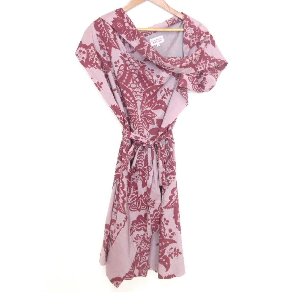 ヴィヴィアンウエストウッドレッドレーベル アシンメトリー フラワープリント シャツワンピース 2 レッド