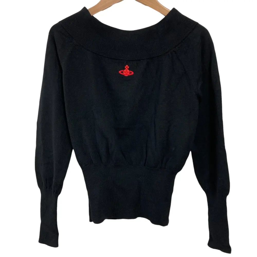 Vivienne Westwood ヴィヴィアンウエストウッドレッドレーベル オーブ刺繍 プルオーバー ニット カットソー 2 ブラック