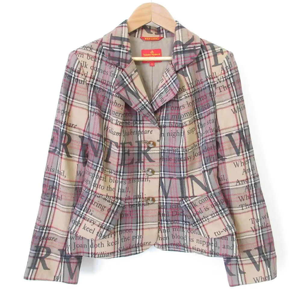 13718✨ヴィヴィアンウエストウッド アシンメトリー チェック ジャケット Vivienne Westwood ヴィヴィアンウエストウッド レッドレーベル オーブ