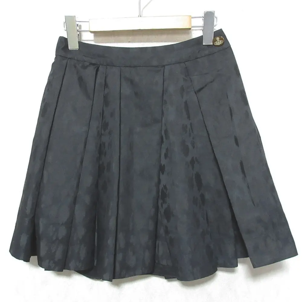 Vivienne Westwood ヴィヴィアンウエストウッド レッドレーベル レオパードジャガード オーブボタン ミニスカート 1 ブラック