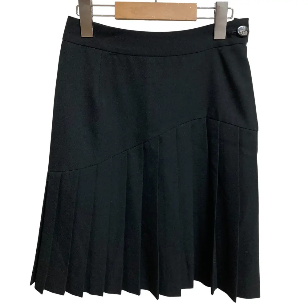 Vivienne Westwood ヴィヴィアンウエストウッドレッドレーベル アシンメトリー プリーツ ミニスカート サイズ1 ブラック