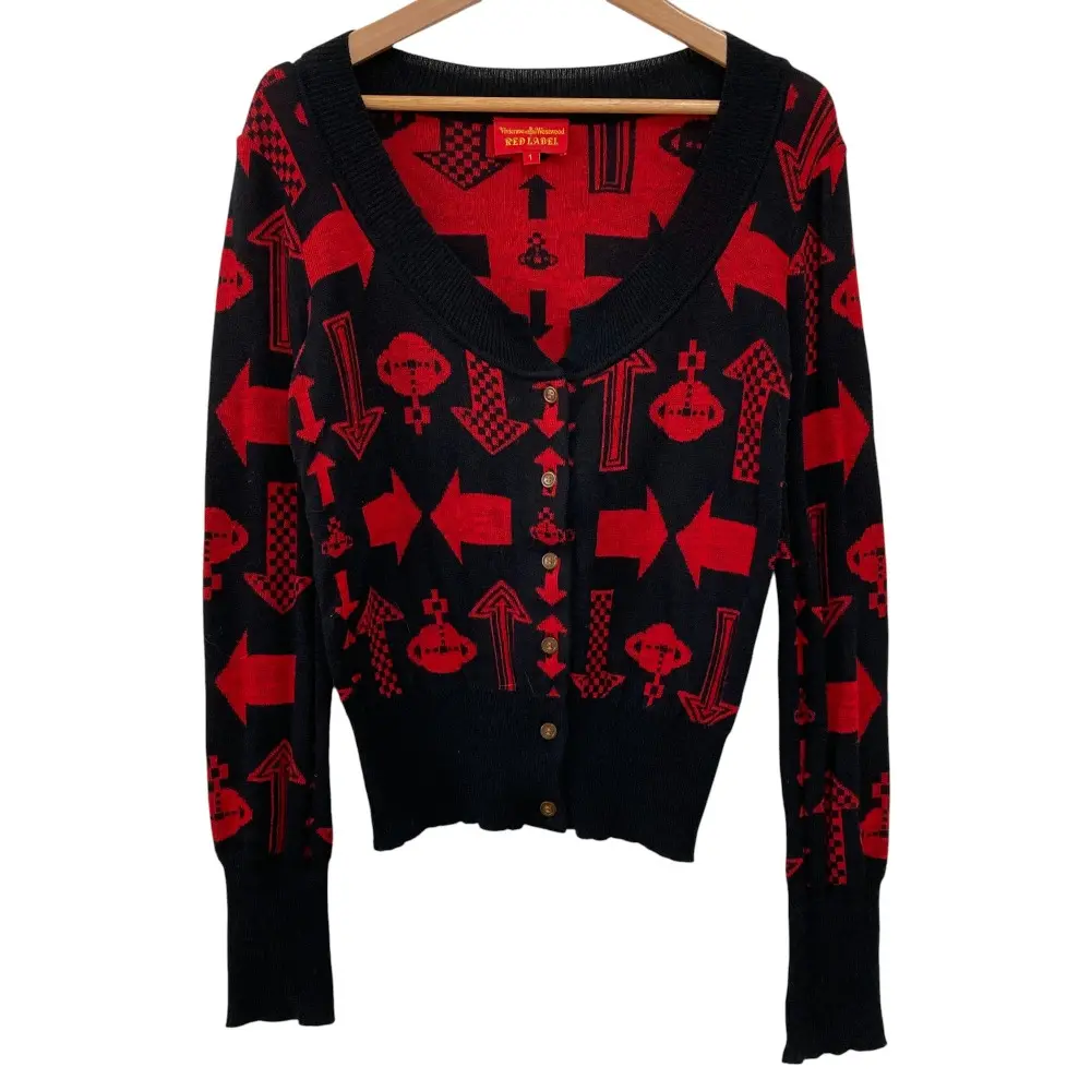 Vivienne Westwood RedLabel ヴィヴィアンウエストウッドレッドレーベル オーブジャガード ニットカーディガン サイズ1 ブラック