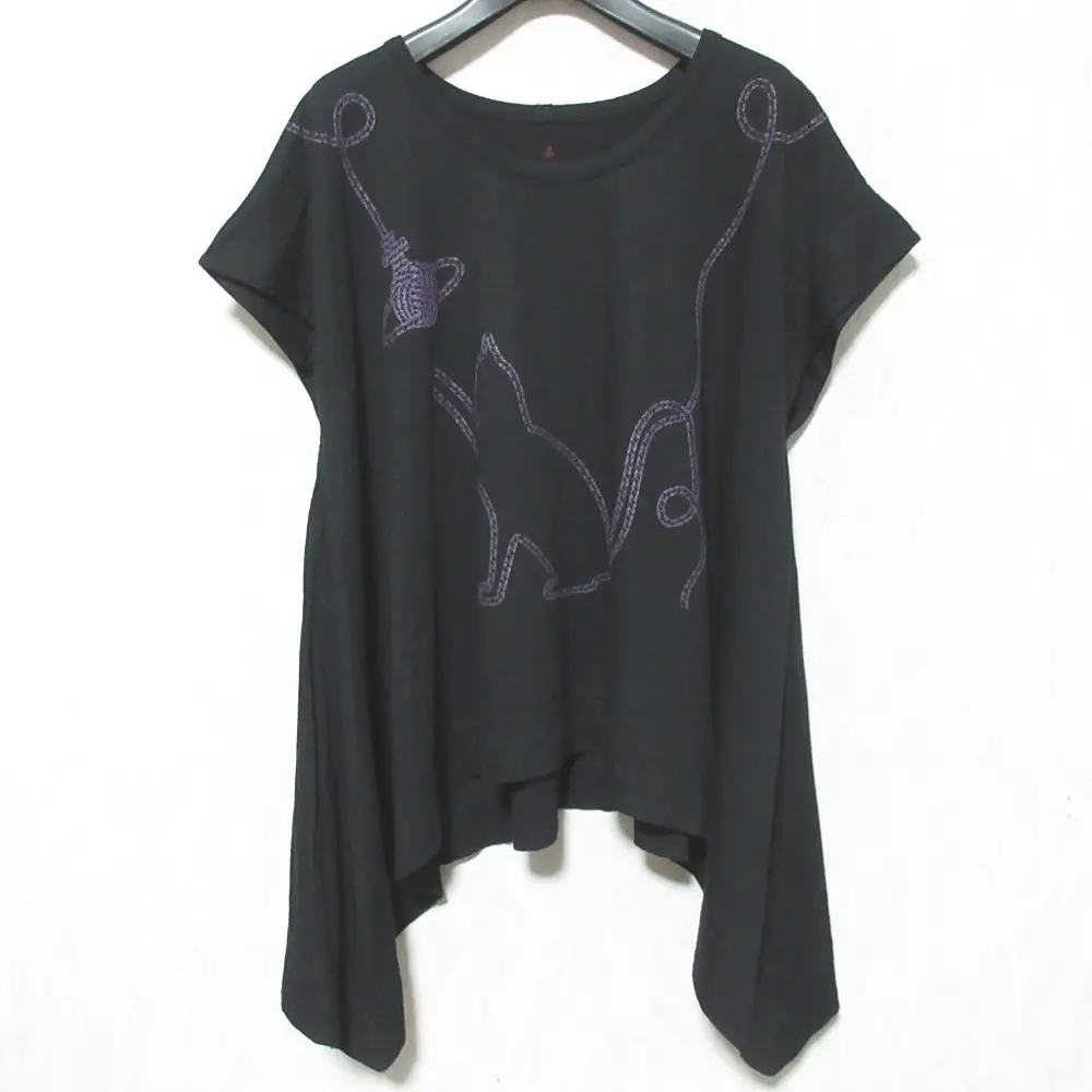 Vivienne Westwood ヴィヴィアンウエストウッド レッドレーベル オーブ キャット ローププリント 変形Tシャツ サイズ2 ブラック