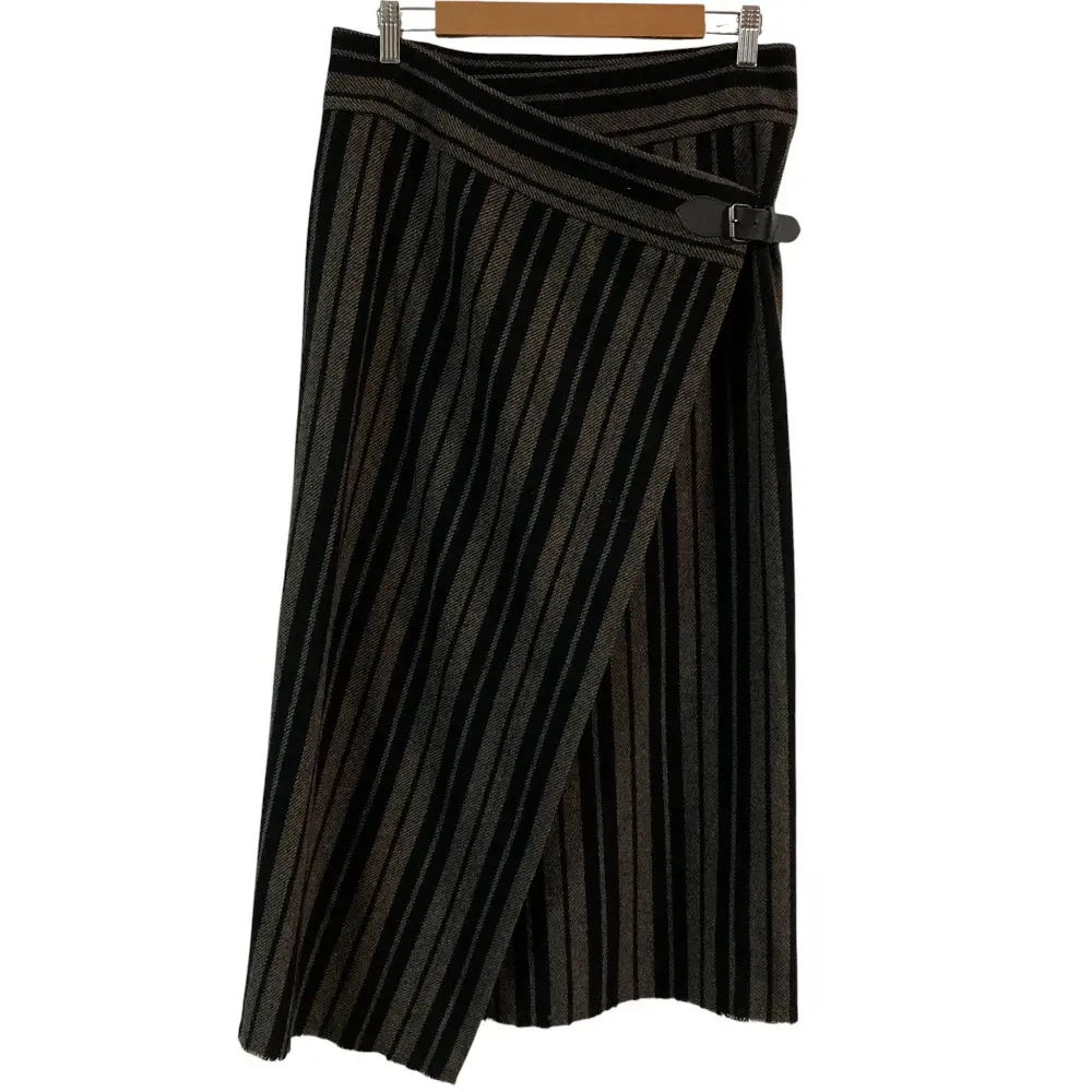 Vivienne Westwood ヴィヴィアンウエストウッド レッドレーベル ストライプ ウール ラップスカート サイズ00 グレー ブラック