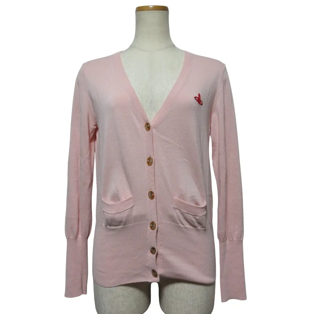 Vivienne Westwood RED LABEL ヴィヴィアンウエストウッド レッドレーベル オーブ刺繍 ニットカーディガン サイズ3 ピンク