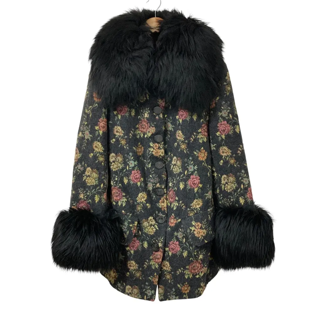 Vivienne Westwood ヴィヴィアンウエストウッドレッドレーベル クラシックローズ ゴブラン ファー コート サイズ42 グレー系