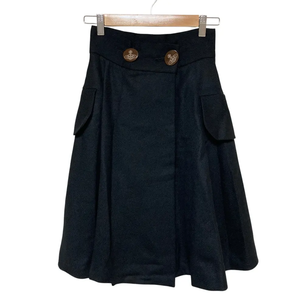 Vivienne Westwood RED LABEL ヴィヴィアンウエストウッド レッドレーベル サイドポケット ウール フレアスカート 1 ブラック