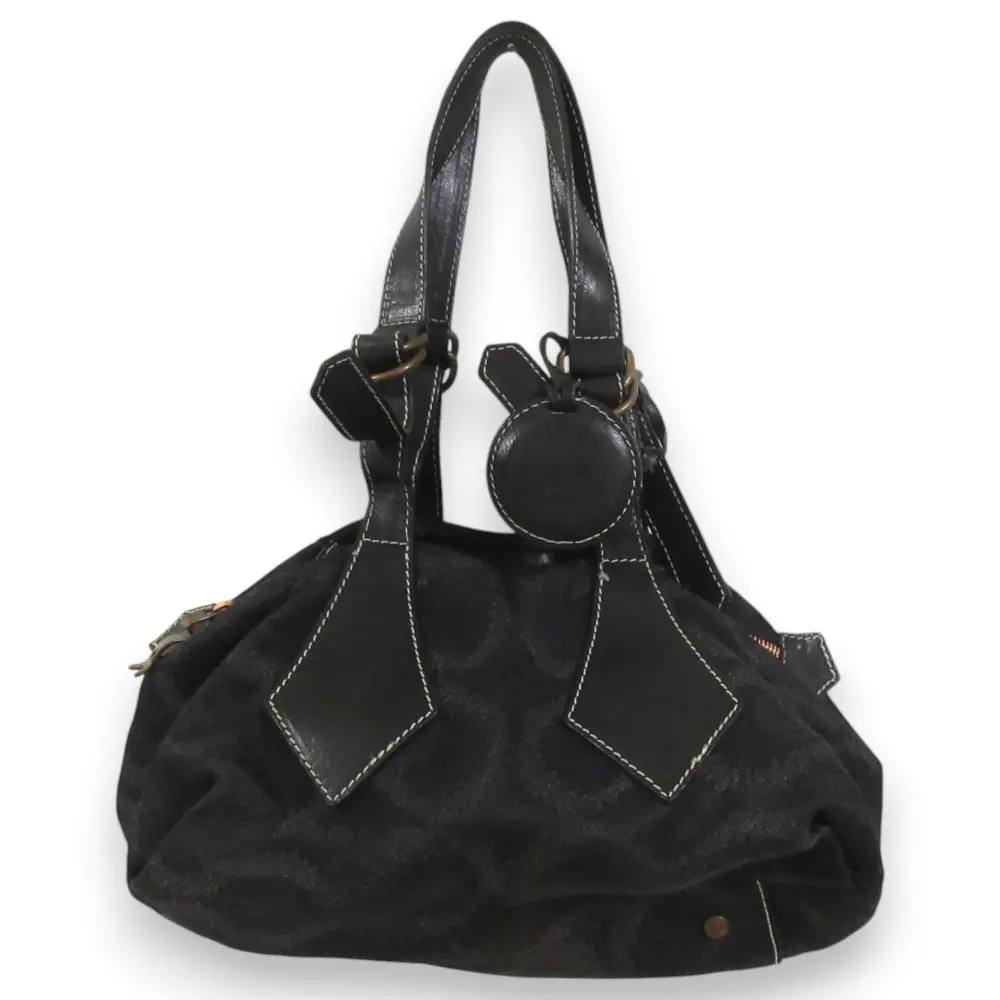 Vivienne Westwood ヴィヴィアンウエストウッド ヤスミン キャンバス レザー スクイグル柄 ハンドバッグ ワンショルダーバッグ