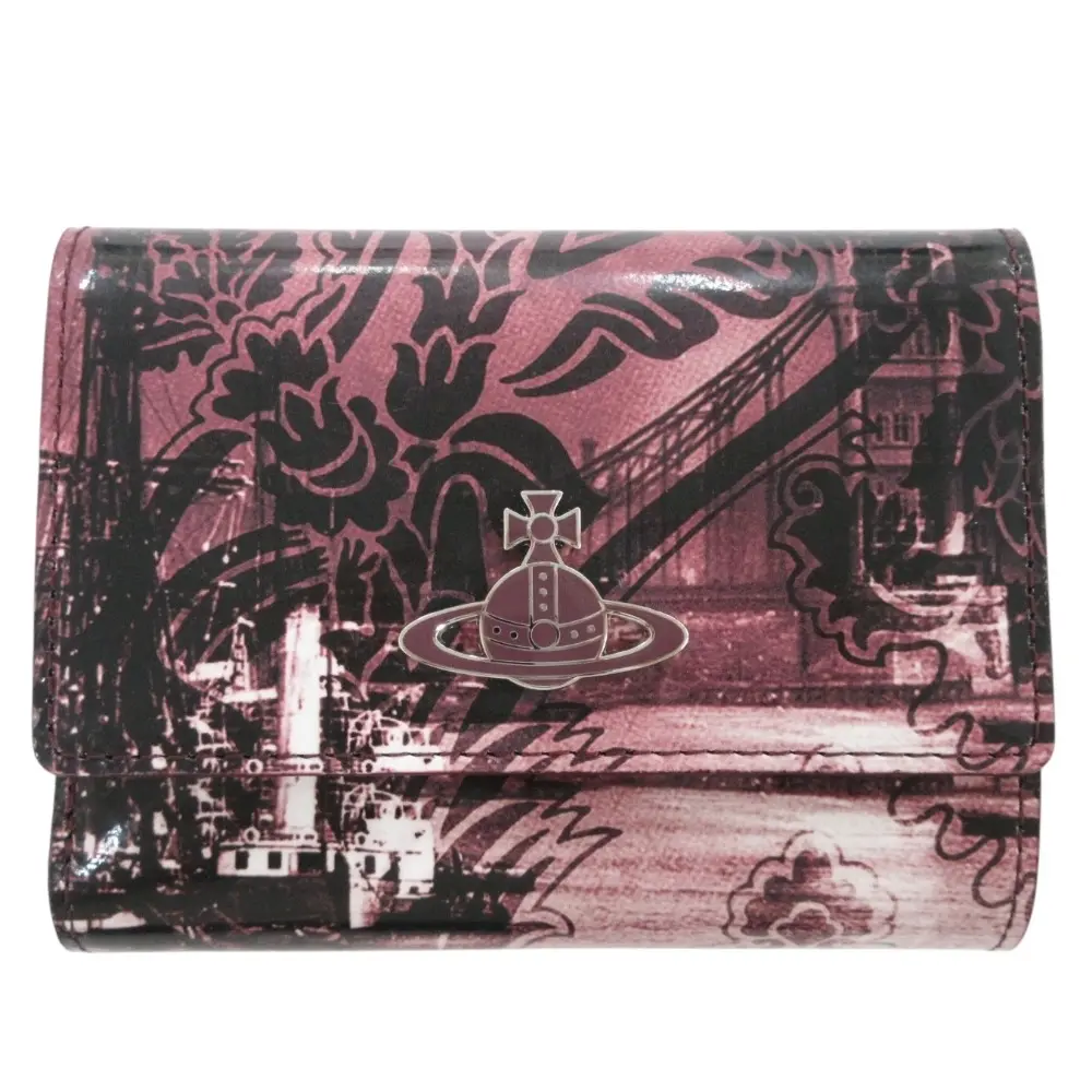 Vivienne Westwood ヴィヴィアンウエストウッド LONDON BRIDGE レザー オーブ がま口 コンパクトウォレット 財布 セピア