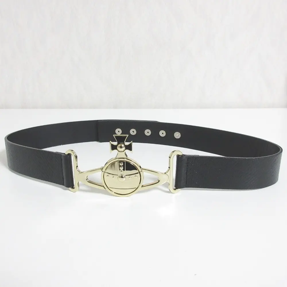 Vivienne Westwood ヴィヴィアンウエストウッド オーブバックル ウエストマーク レザーベルト ブラック ゴールド金具