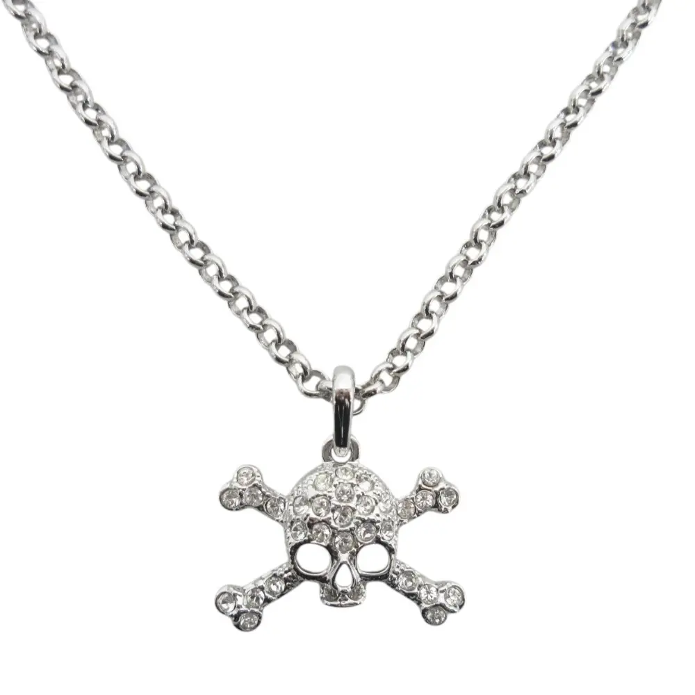 Vivienne Westwood ヴィヴィアンウエストウッド スカル ラインストーン チェーン ネックレス シルバー