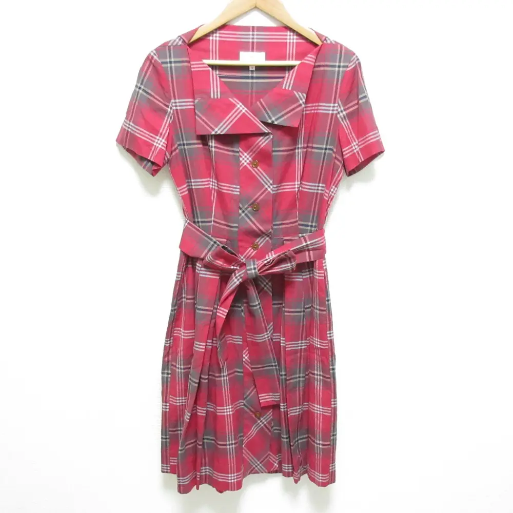 Vivienne Westwood ヴィヴィアンウエストウッド レッドレーベル セーラーカラー チェック柄 シャツワンピース 3 レッド