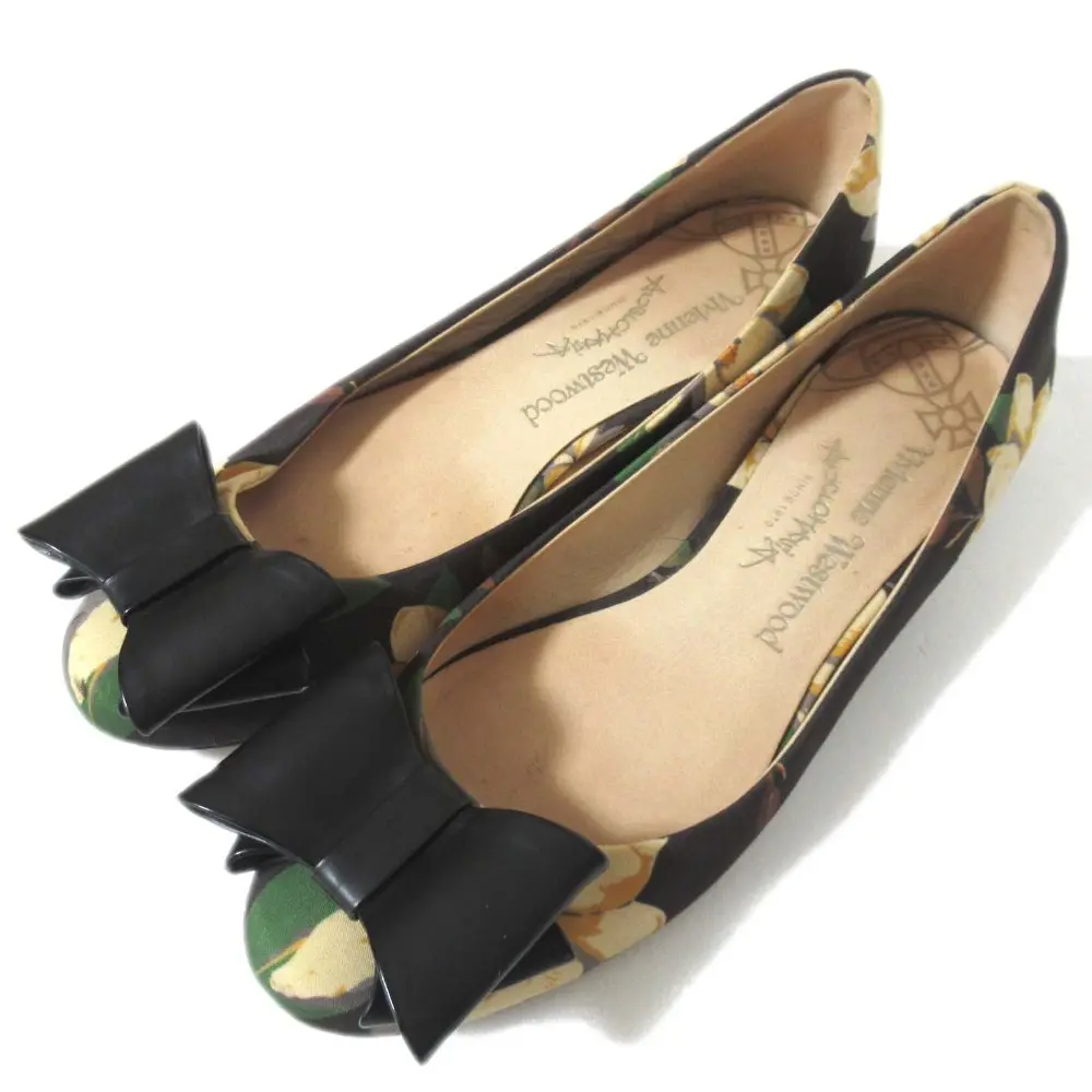 Vivienne Westwood ヴィヴィアンウエストウッド アングロマニア フラワー柄 リボン フラットシューズ パンプス 37 23.5cm相当